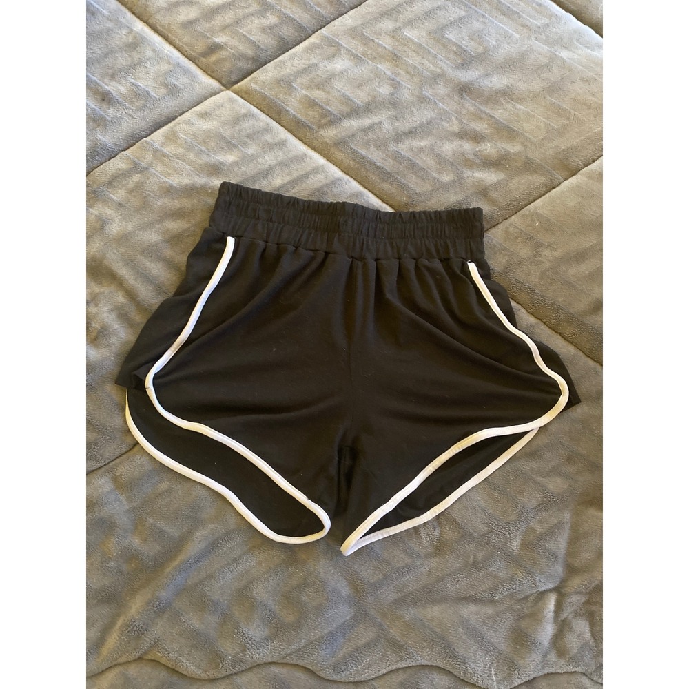 Lit 26 Womens BlackDolphin Shorts White Contrast Piping Athletic MediumYS223ASST